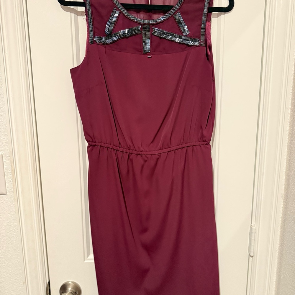 ANTONIO MELANI Burgundy Midi Dress with Black Accents